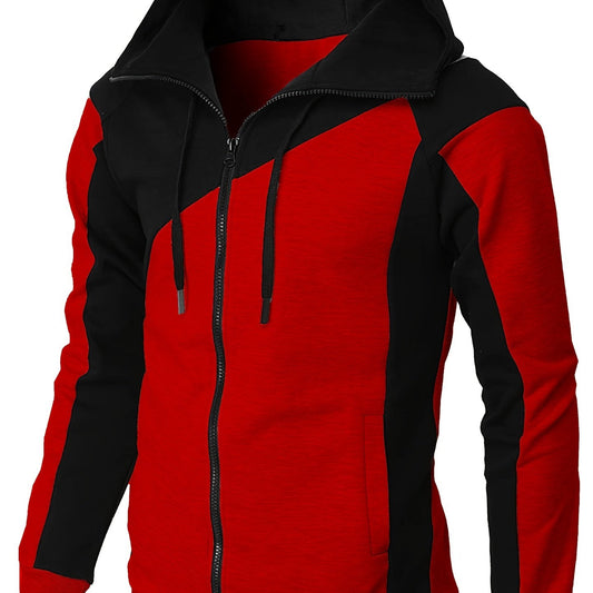 Men's Casual Block Zip Up Jacket With Hood