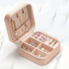 Mini Portable Jewelry Case Small Travel Organizer Earrings Rings Necklaces Brace