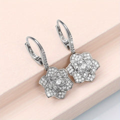 Zircon Flower Shape Hook Earrings for Women