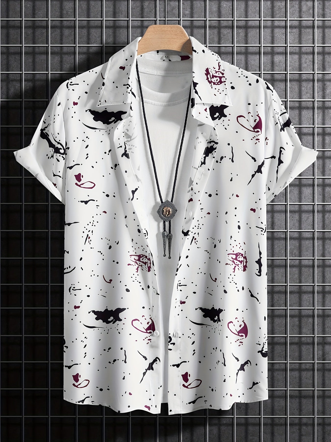 Paint Splatter Pattern Hawaiian Shirt for Summer Vacation