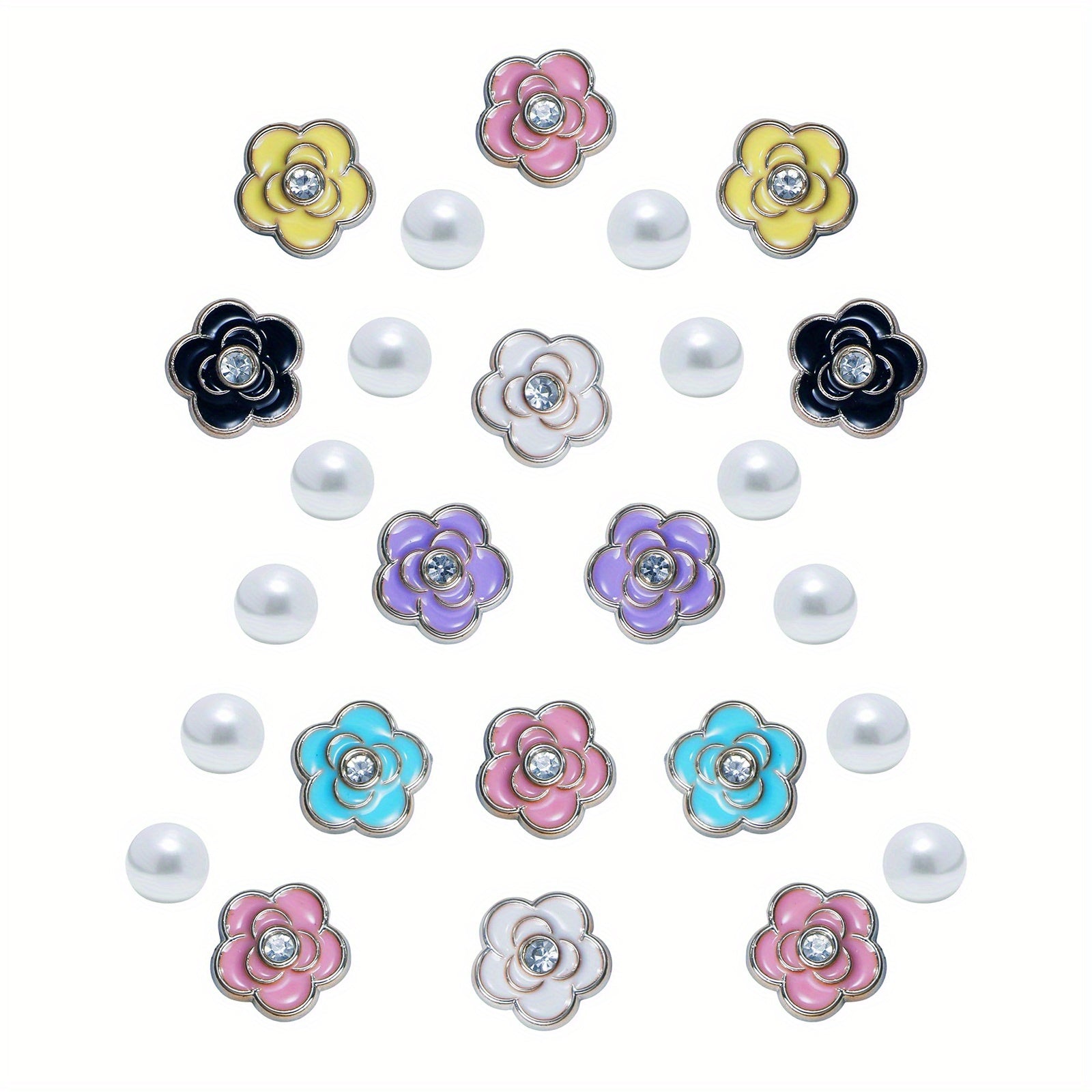 26pcs Pearl & Flower Shoe Charms For Clogs Garden Shoes DIY Accessories