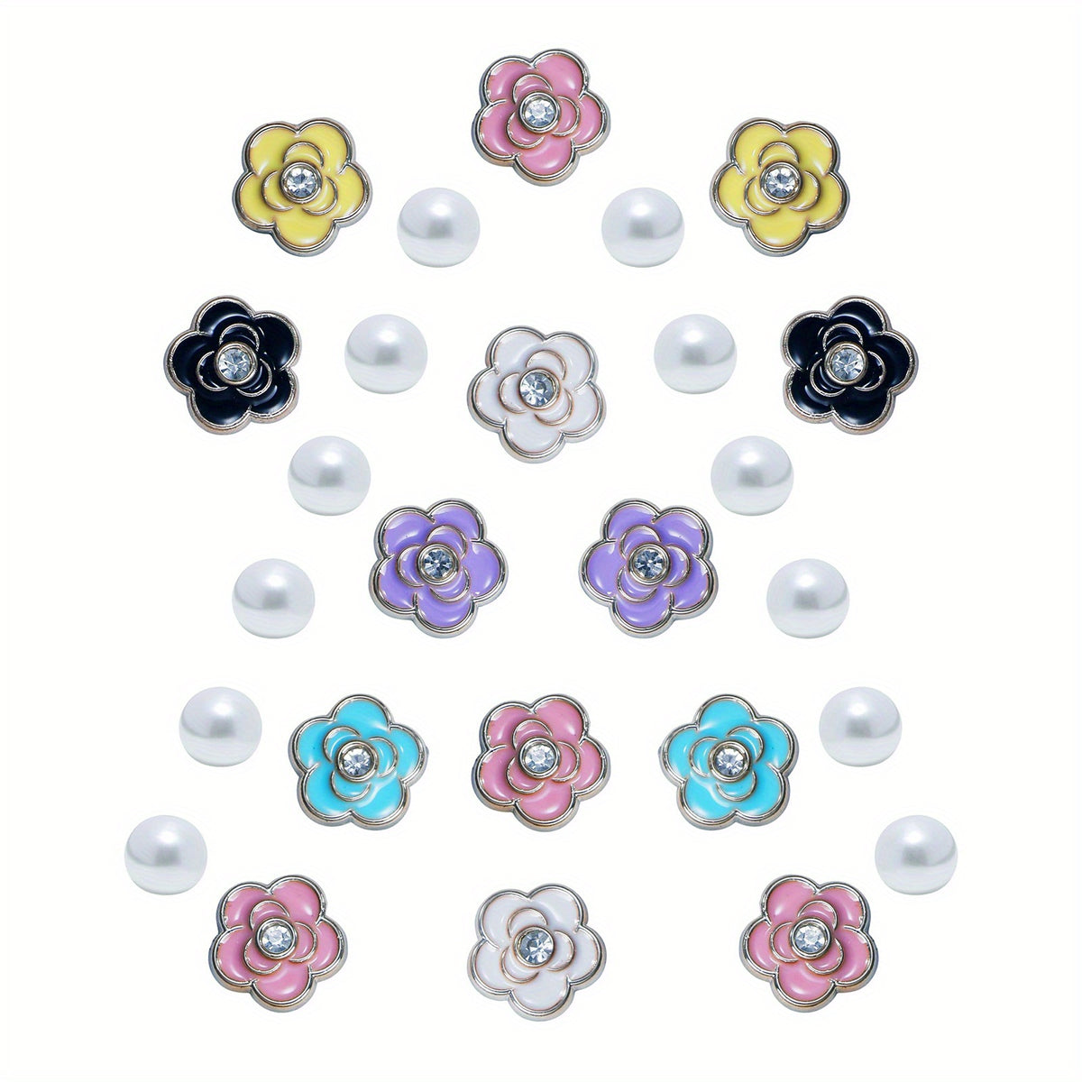 26pcs Pearl & Flower Shoe Charms For Clogs Garden Shoes DIY Accessories