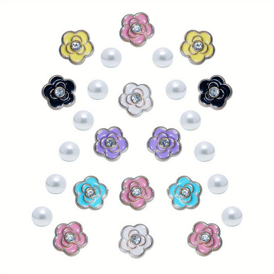 26pcs Pearl & Flower Shoe Charms For Clogs Garden Shoes DIY Accessories