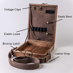 Wooden Storage Box Bag Crossbody Postman Bag Artist Tool Brush Storage Box