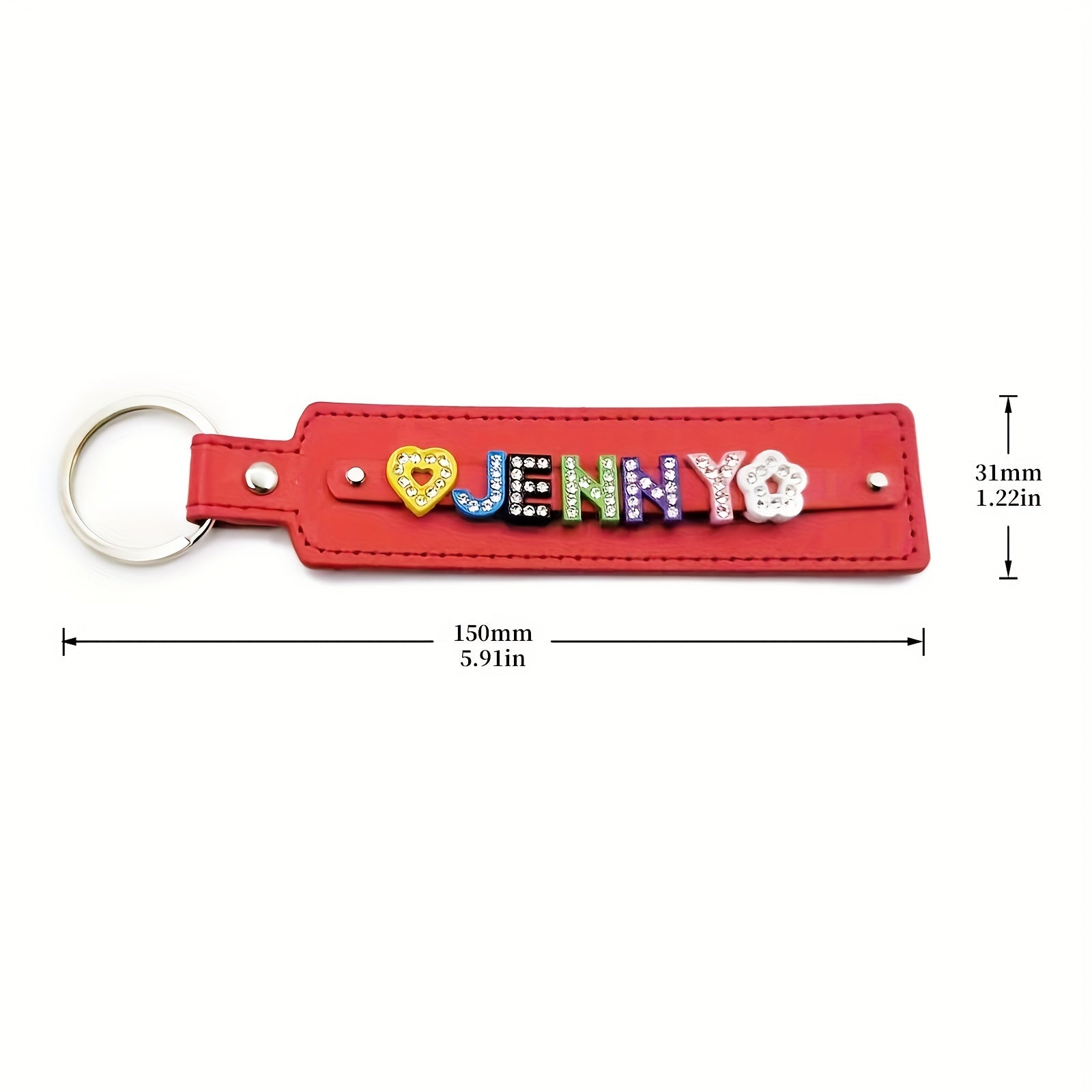 Personalized Red Pet Memorial Keychain with Rhinestone Letters