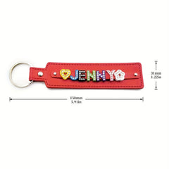 Personalized Red Pet Memorial Keychain with Rhinestone Letters