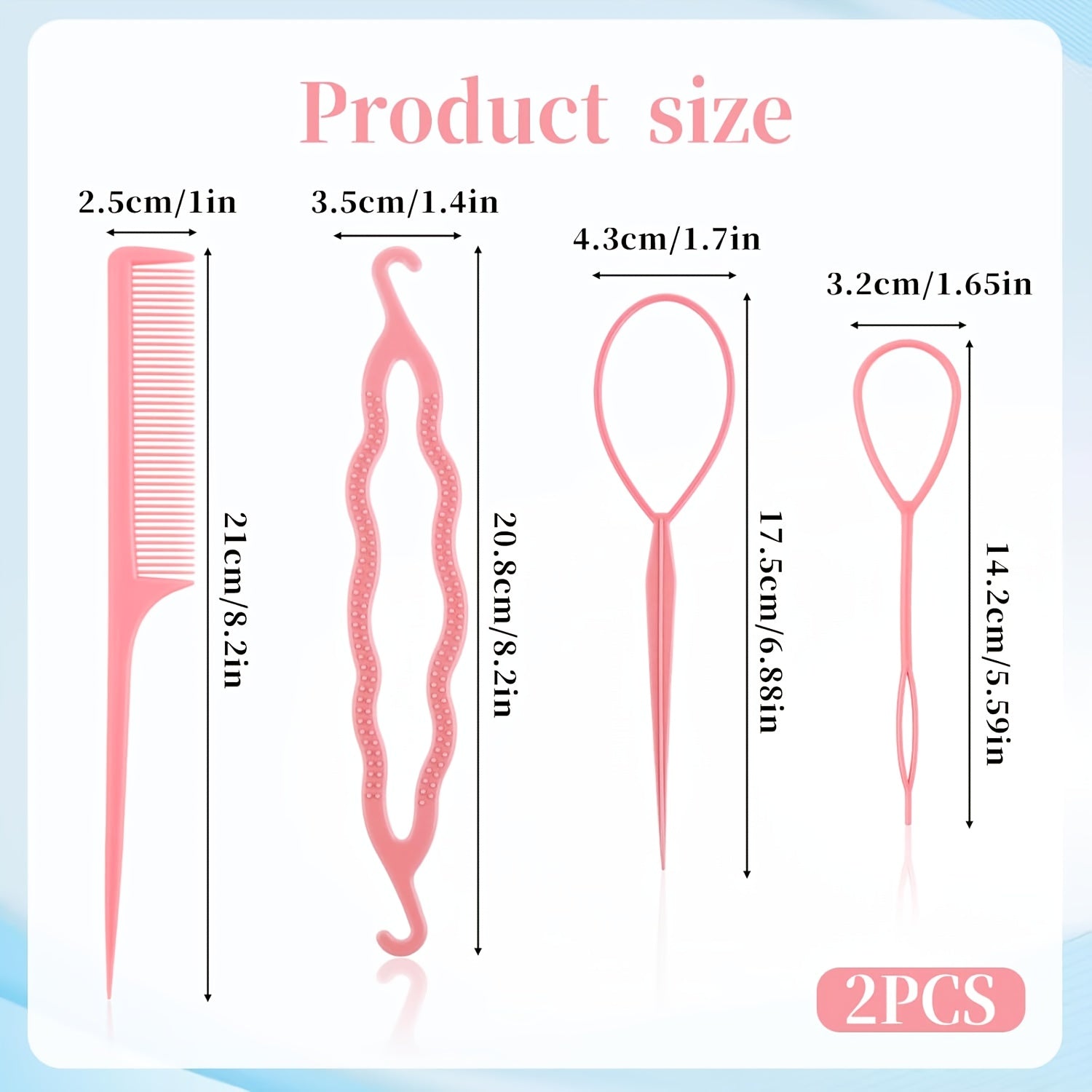Hair Ring Tool Set with 3 French Braid Rings and Comb