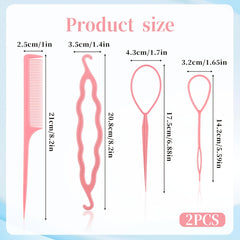 Hair Ring Tool Set with 3 French Braid Rings and Comb