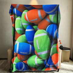Warm Flannel Blanket with 3D Football Print