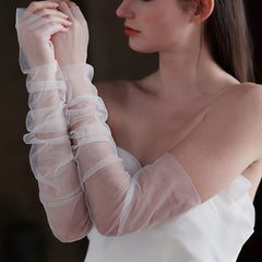 Long Lace Sleeve Gloves for Women Bridal Arm Sleeves Wedding Accessories