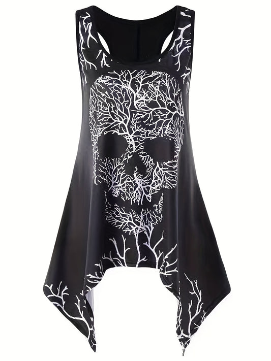 Skull Print Tank Top Sleeveless Crew Neck Casual Summer Women's Clothing