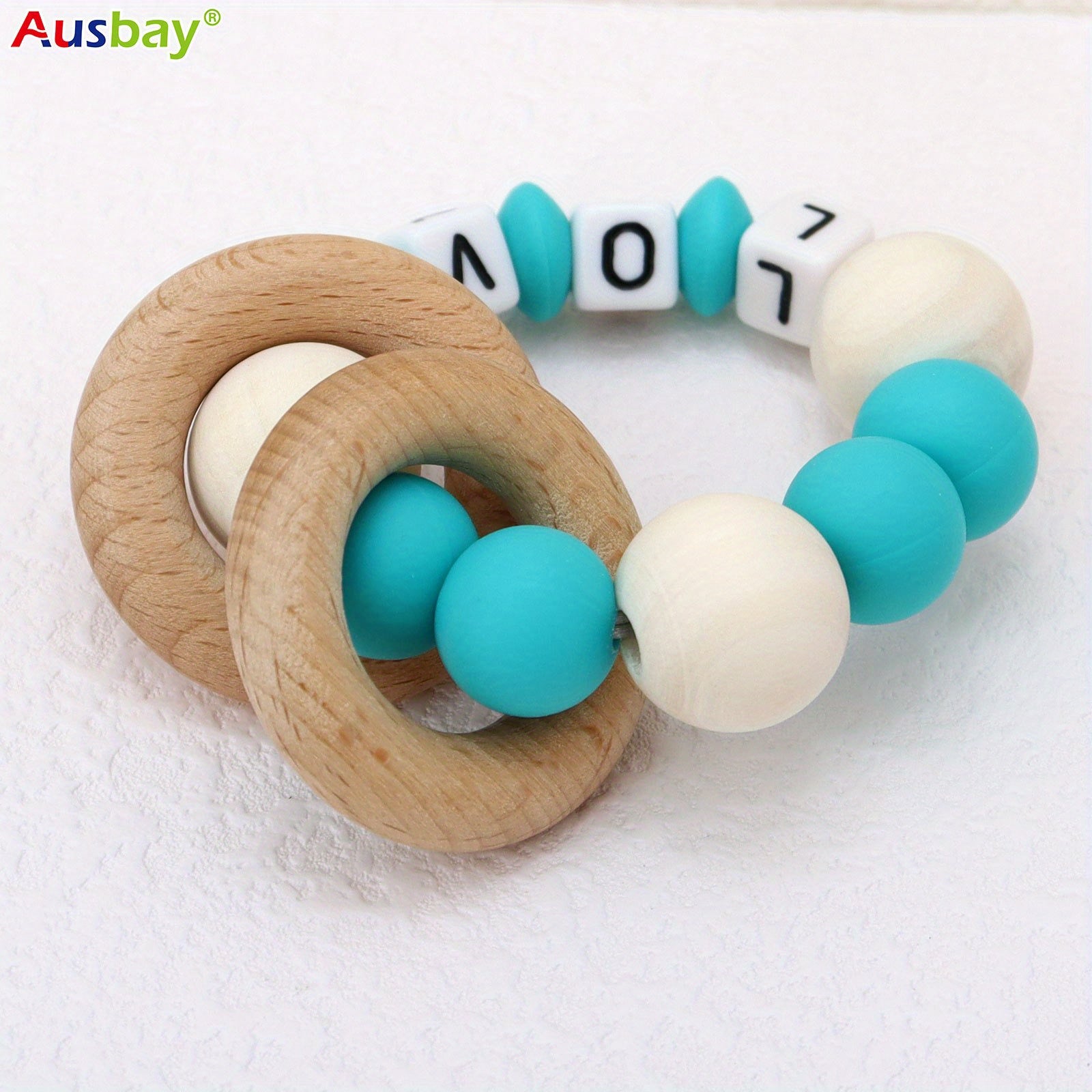 Customizable Wooden Teether Rattle Ring