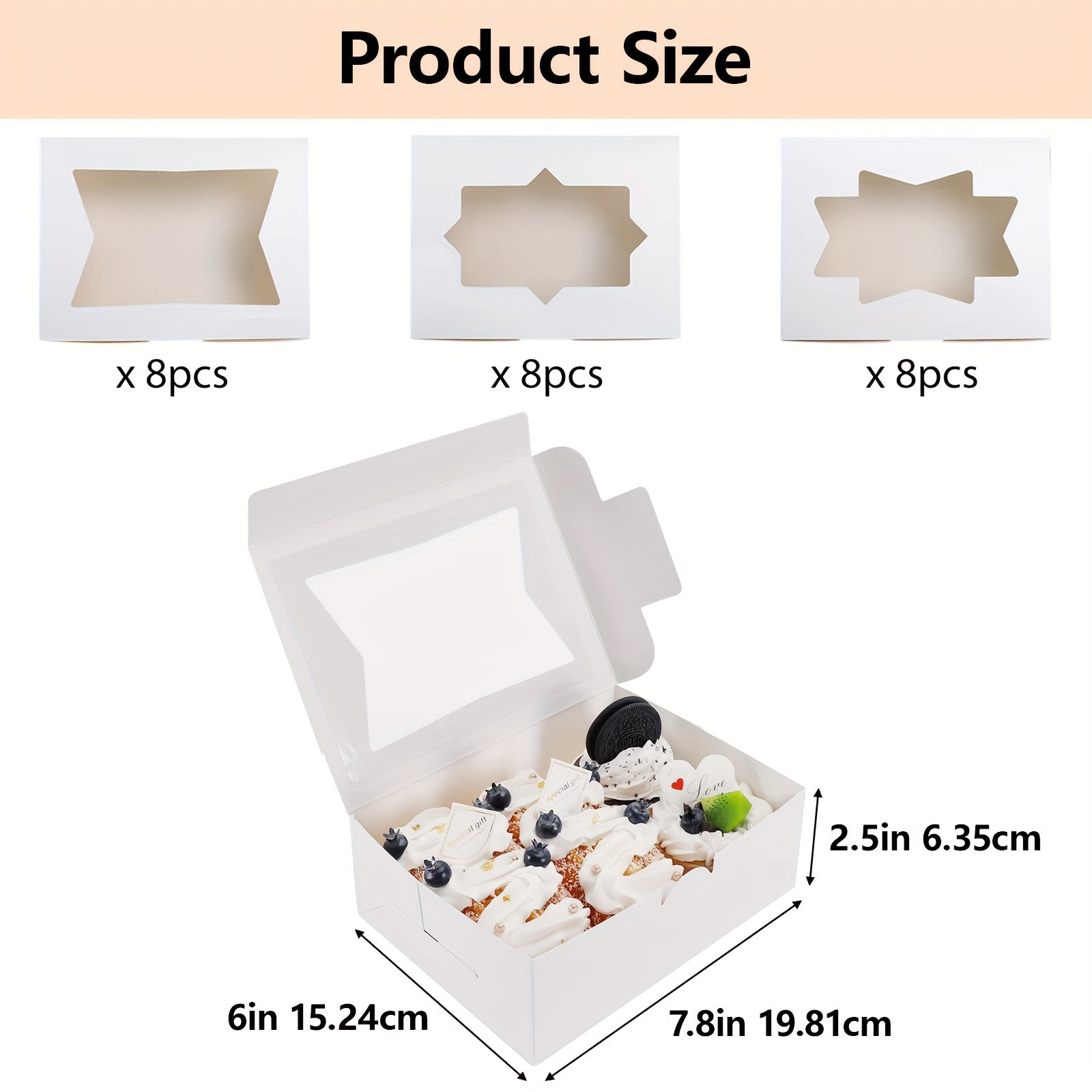 24pcs Cookie Bags Bread Boxes With Windows For Gift Packaging