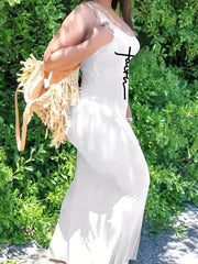  Letter Print Tank Maxi Dress