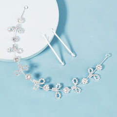 Crystal Silk Wedding Headband Rhinestone Bridal Headpiece Silver