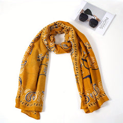 Vintage Paisley Tree Print Scarf Boho Brown Shawl