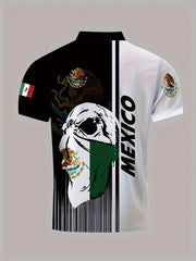 MEXICO Masked Skull Pattern Men's Casual Comfy Custom Fit Shirt