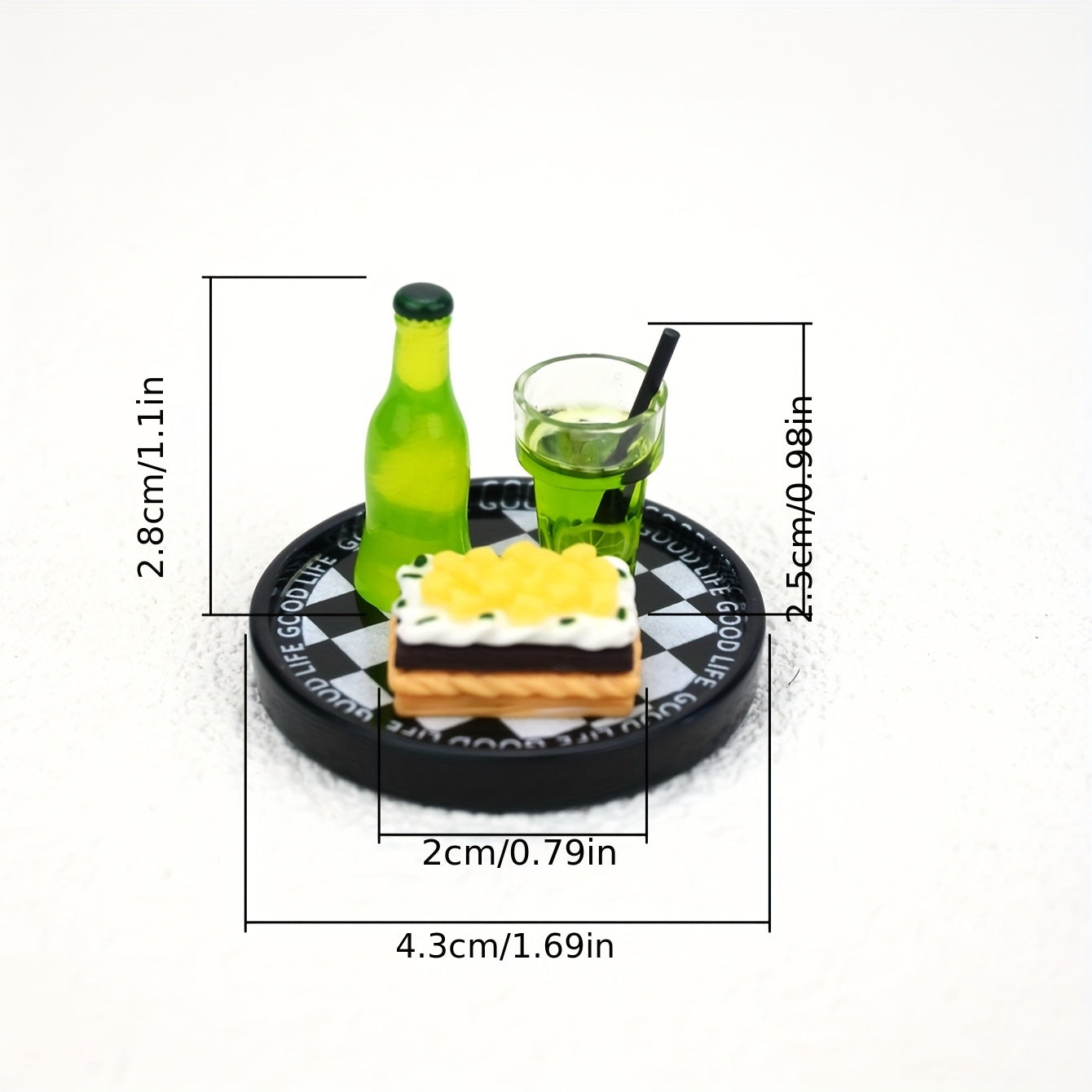 1:32 Scale Soda and Cake Set with Tray Dollhouse Accessories