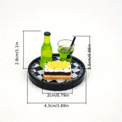1:32 Scale Soda and Cake Set with Tray Dollhouse Accessories