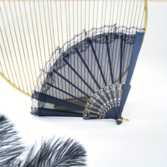 Lace Mesh Folding Fan Silky Fan For Dance Performance