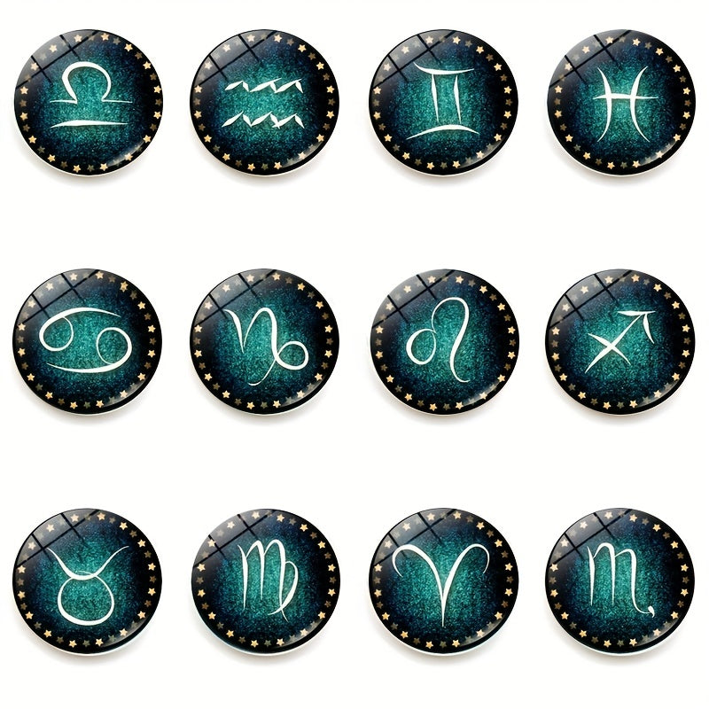 12pcs Glass Constellations Fridge Magnets Decorative Office Kitchen Magnets