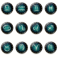 12pcs Glass Constellations Fridge Magnets Decorative Office Kitchen Magnets