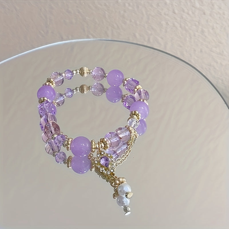 Purple Bead Bracelet Amethyst Beaded Bracelet