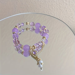 Purple Bead Bracelet Amethyst Beaded Bracelet