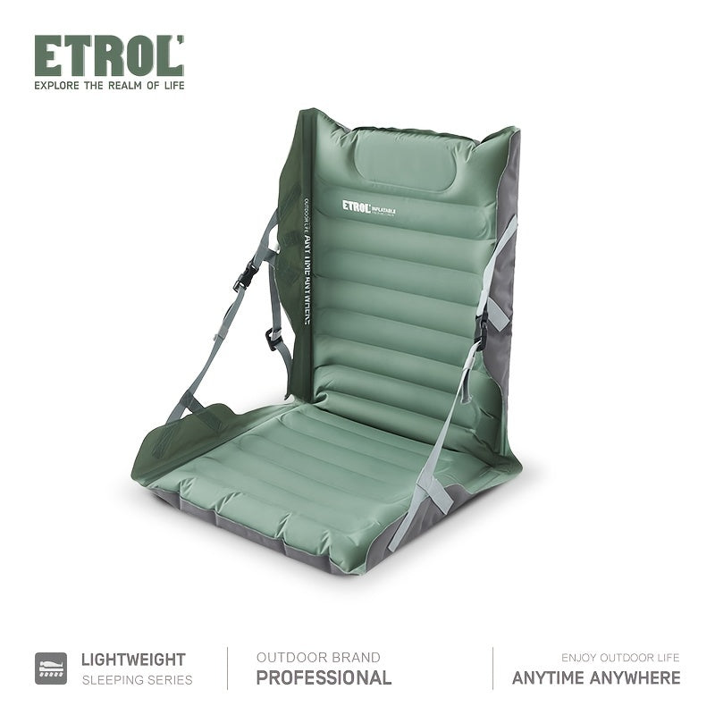 ETROL Inflatable Folding Chair Portable Cushioned Seat Backrest Camping Recliner