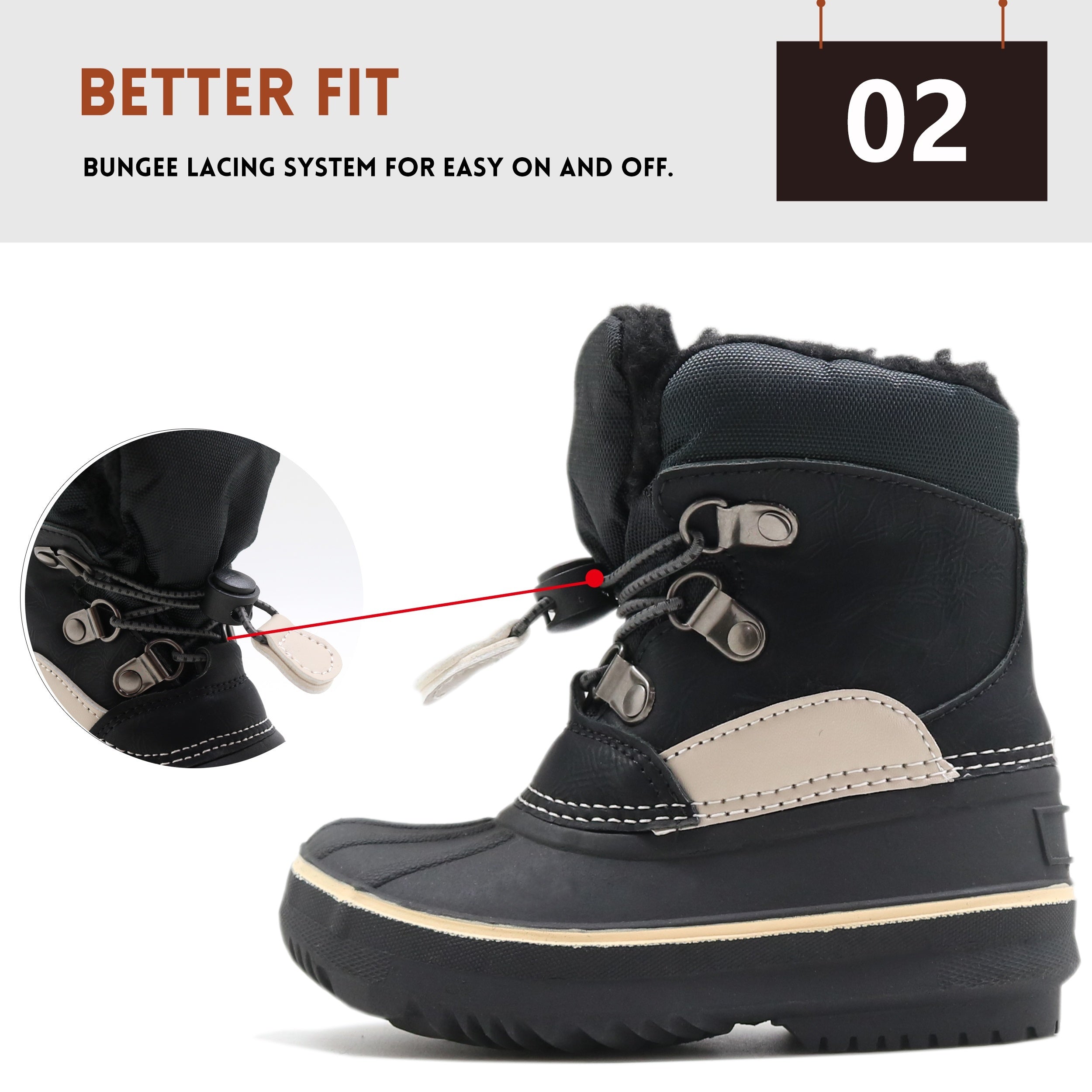 Boy's Cozy Snow Boots Warm Fleece High Top Non-slip Plush Outdoor