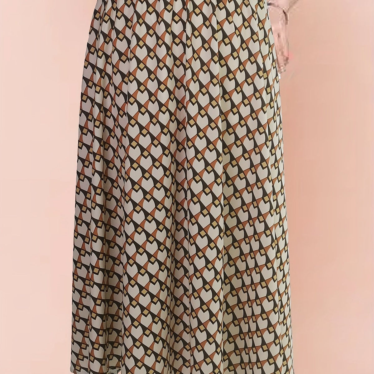 Geometric Print High Waist Skirt - Women's Casual Skirt