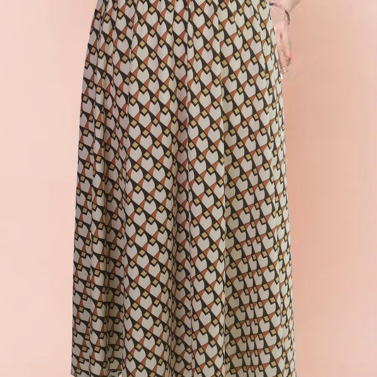 Geometric Print High Waist Skirt - Women's Casual Skirt