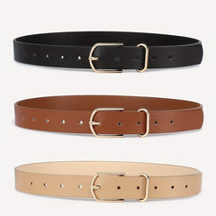 Geometric Buckle Belt Set Solid PU Leather Waist Belt For Women