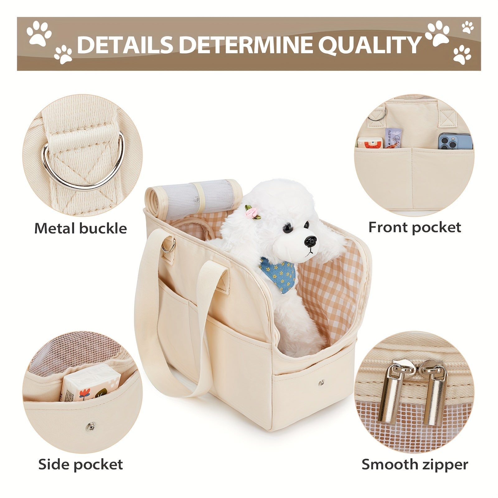 Small Dog Carrier with Pockets & Mesh