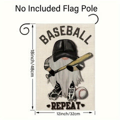 Gnome Baseball Player Garden Flag Softball League Yard Outdoor Decor