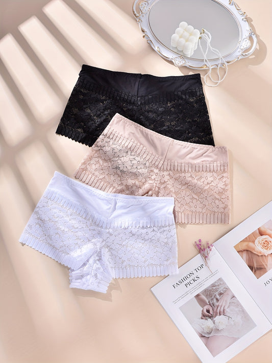 3 Pack Plus Size Lace High Rise Underwear Set