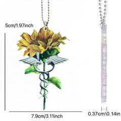 Sunflower Acrylic Car Mirror Pendant Key Chain Ornament