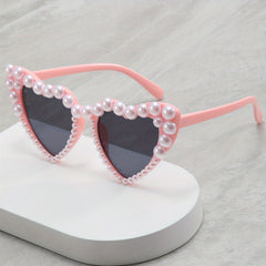 Y2K Faux Pearl Heart Sunglasses Women Prom Decorative Shades UV400