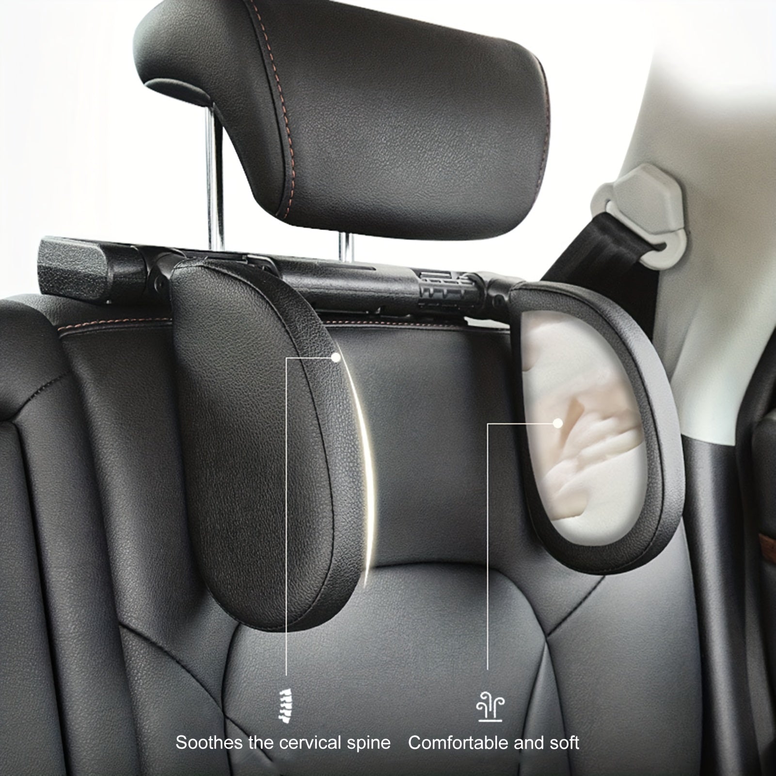 Car Seat Headrest Head and Neck Pillow 360 Adjustable Memory Foam Neck Pillow