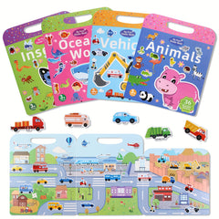 Kids' Reusable Sticker Book, Washable - Fun Learning Activity