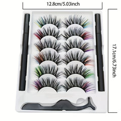 6 Pairs Colored Magnetic False Eyelashes & Eyeliner Kit