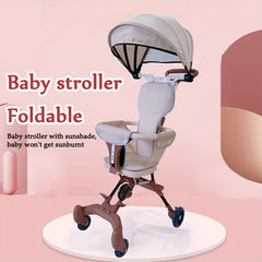 Foldable Baby Stroller with Roof & 4 Wheels
