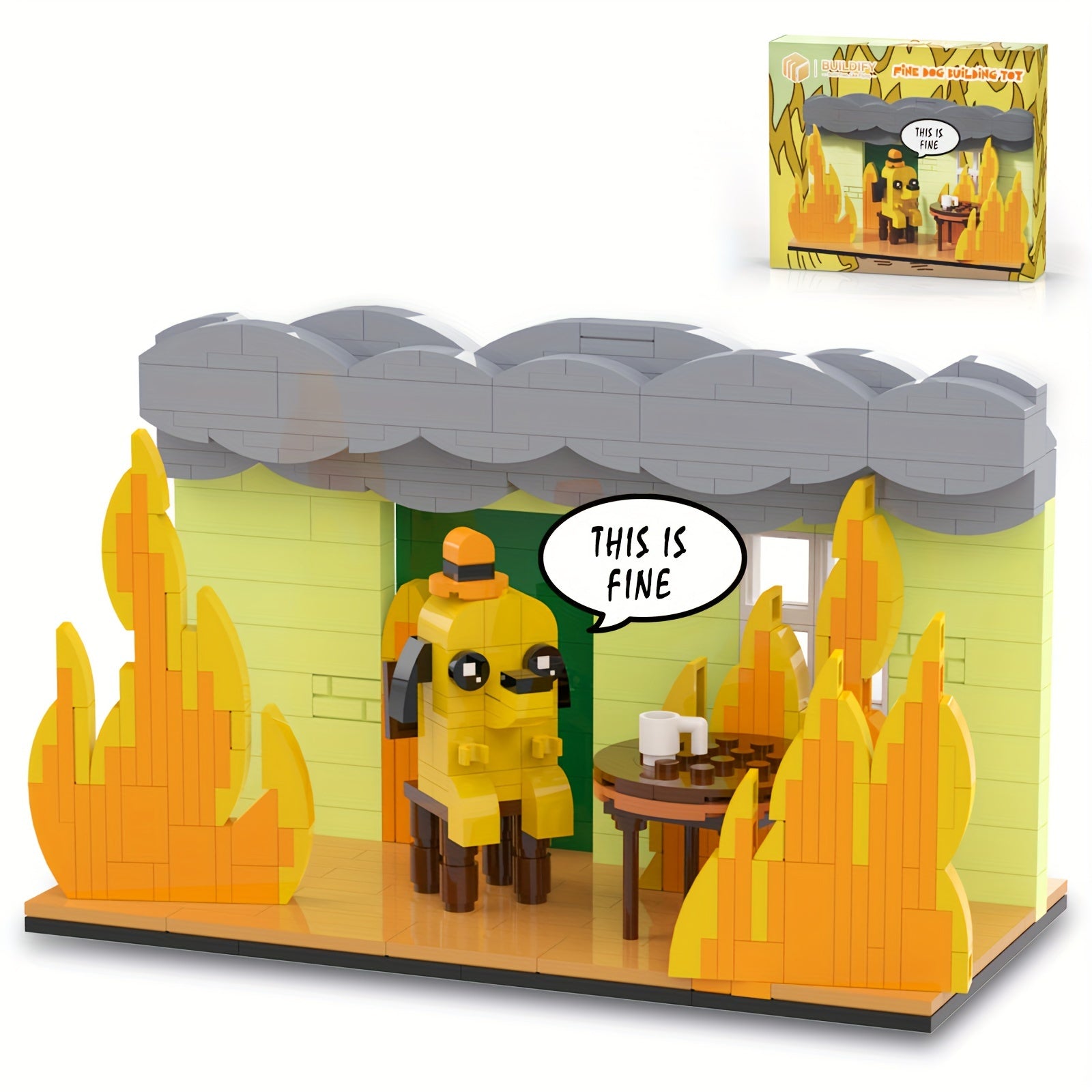 Funny Puppy in Fire Scene Building Blocks Toy