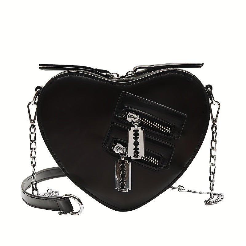 Y2K Heart Shaped Chain Bag Gothic Love Purses