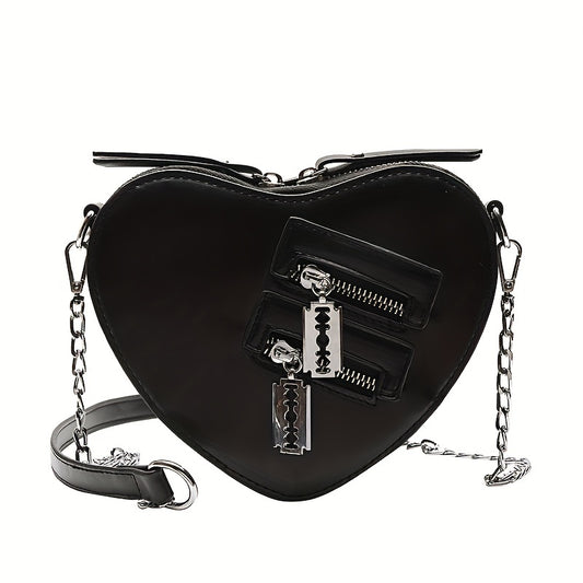 Y2K Heart Shaped Chain Bag Gothic Love Purses