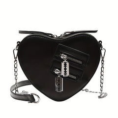 Y2K Heart Shaped Chain Bag Gothic Love Purses