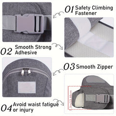 Baby Grey Hip Seat Carrier Waist Seat With Storage Pocket