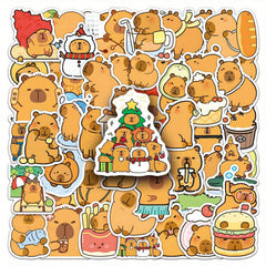 50pcs Capybara Vinyl Stickers Reusable PVC Decals Whimsical Designs