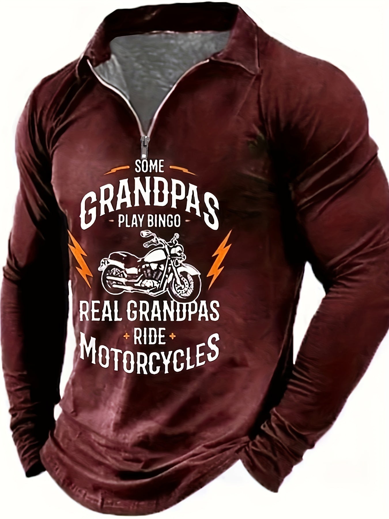 Motorcycle Pattern Men's Long Sleeve Shirt for Autumn