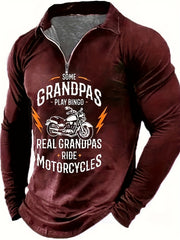 Motorcycle Pattern Men's Long Sleeve Shirt for Autumn